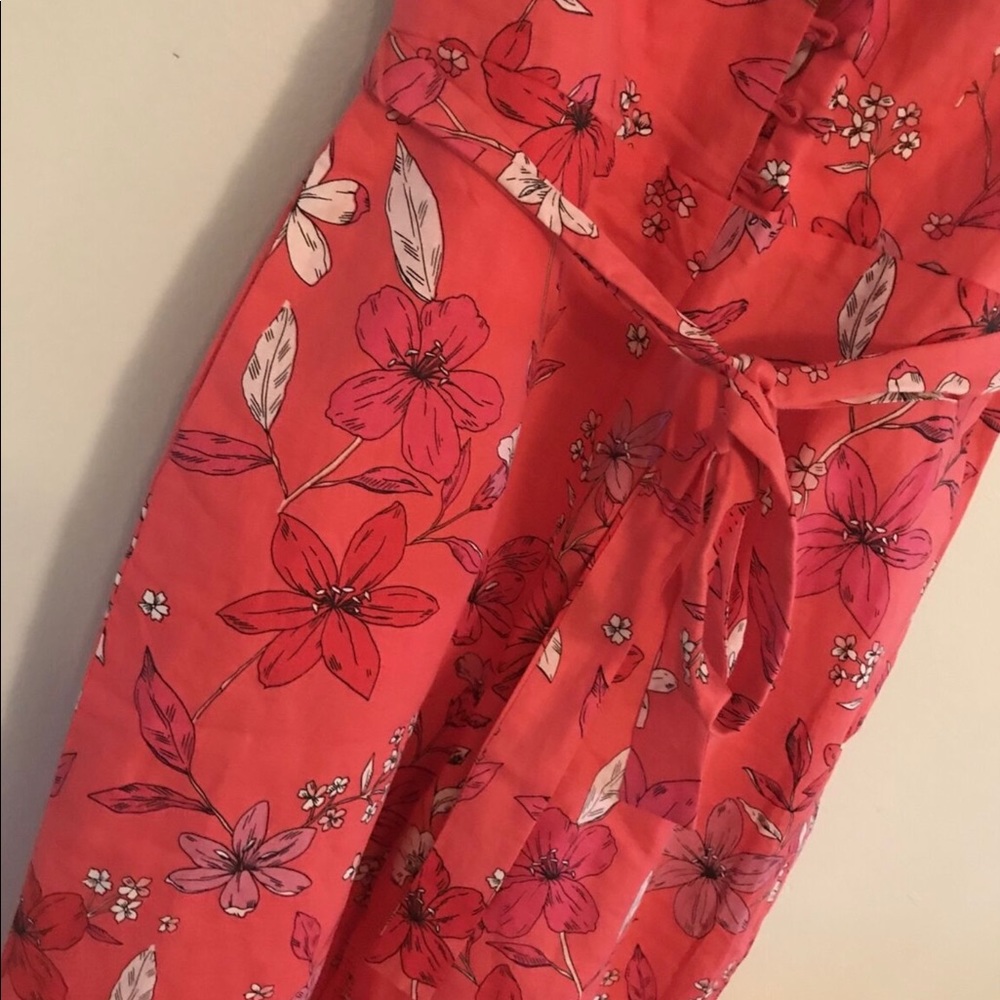 BANANA REPUBLIC LINEN FLORAL ROMPER JUMPSUIT JUMPER - 2 NEW CORAL - Picture 5 of 7